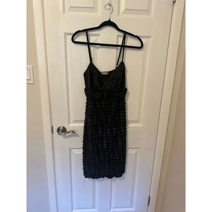 Y2K 2000s Women's Moments Black Ruffled Mini Dress Size L